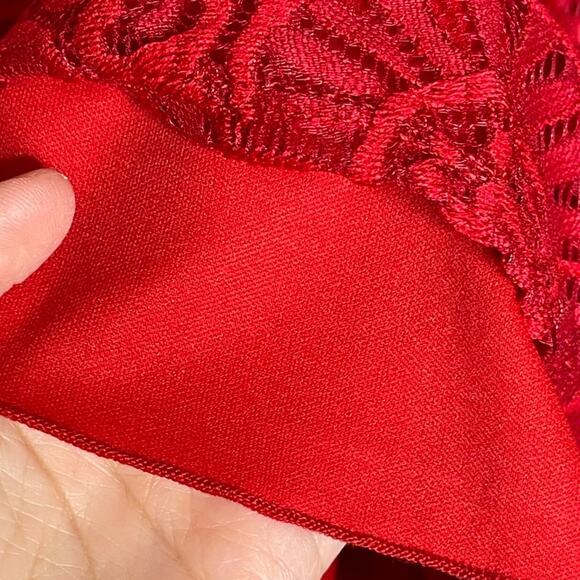 F) My Michelle V-neck Long Sleeve Dress Red Size Zero - Picture 7 of 12